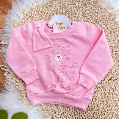 Conj. Casaco de Moletom Kitty Girl e Calça Legging - Rosa